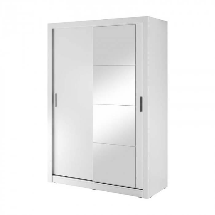 Armoire coulissante 2 portes ARTI04 en blanc avec miroir
