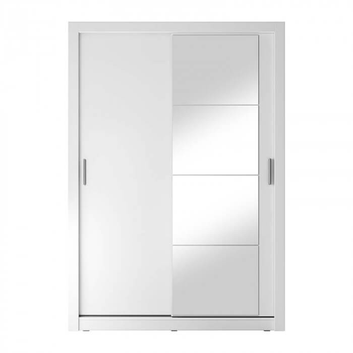 Armoire Coulissante 2 Portes ARTI-04 En Blanc Avec Miroir