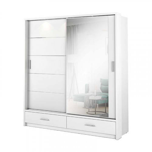 Armoire 2 portes avec miroir ARTI en blanc