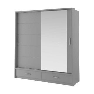 Armoire 2 portes avec miroir ARTI-08 en gris avec éclairage LED