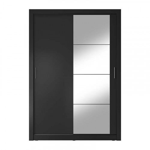 Armoire coulissante 2 portes ARTI-04 en noir avec miroir