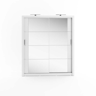 Armoire coulissante 2 portes ARTI-03 en blanc avec miroir