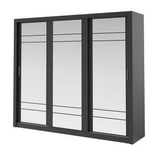 Armoire coulissante 3 portes avec miroirs ARTI-02 en noir