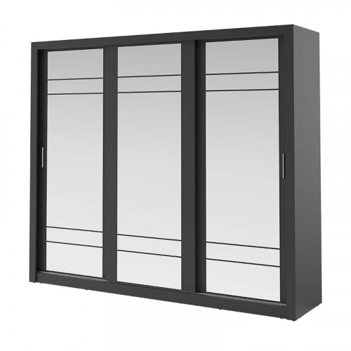 Armoire coulissante 3 portes avec miroirs ARTI-02 en noir
