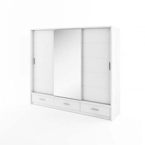 Armoire coulissante 3 portes avec miroir ARTI blanc