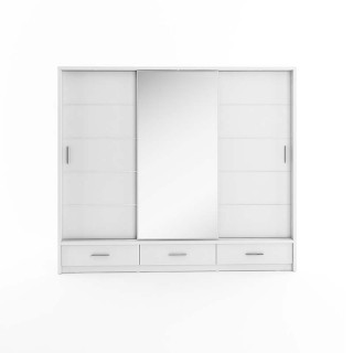 Armoire coulissante 3 portes avec miroir ARTI blanc
