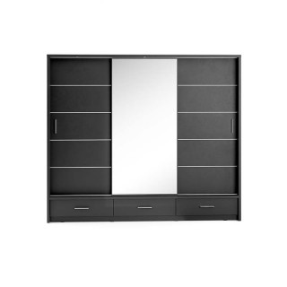 Armoire coulissante 3 portes avec miroir ARTI noir