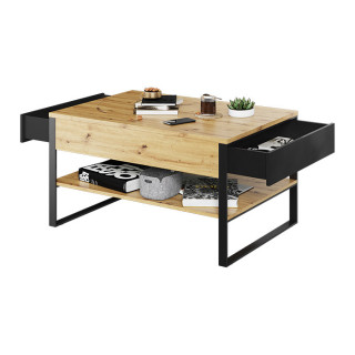 Table basse MONO avec tiroirs en chêne evoke et noir