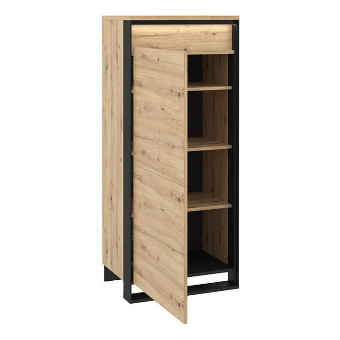 Petite armoire une porte avec éclairage QUANT hauteur 140 cm en chêne