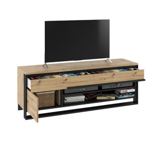Meuble TV avec tiroirs QUANT en chêne artisan style loft