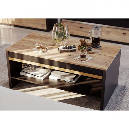 Table basse avec tiroir BELIZE en chêne versal style glamour