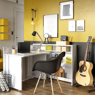Bureau modulable couleur blanc brillant spécial home office
