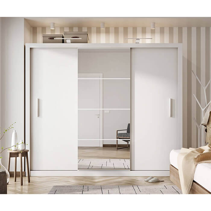 Armoire coulissante 3 portes IDEA01 blanc avec miroir