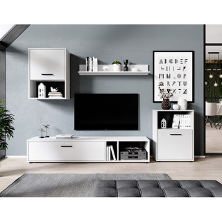 Ensemble meuble TV + étagère + caissons pour salon couleur blanc HALO