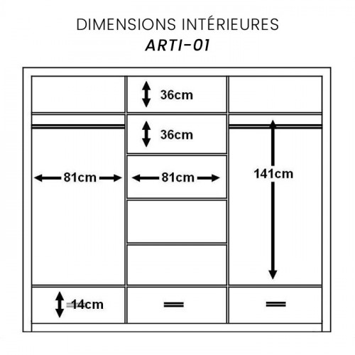 Dimensions intérieures armoire ARTI-01