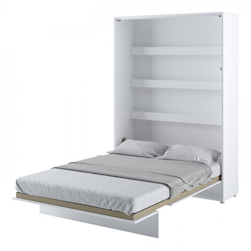 Lit escamotable BED CONCEPT 140x200 avec rangements intégrés blanc mat