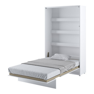Lit escamotable BED CONCEPT 120x200 vertical avec rangements intégrés blanc mat