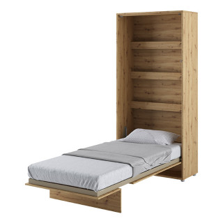 Lit escamotable BED CONCEPT 90x200 vertical avec rangements intégrés chêne artisan
