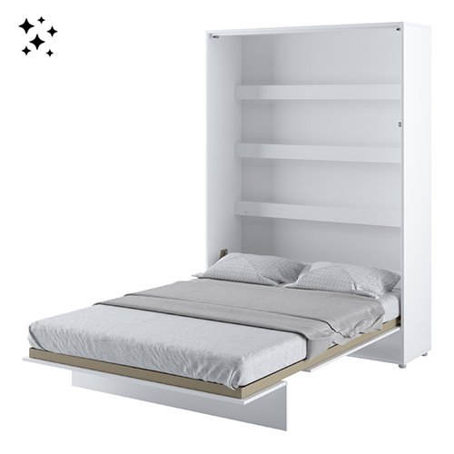 Lit escamotable BED CONCEPT 140x200 avec rangements intégrés blanc brillant