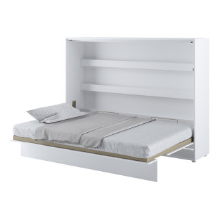 Lit escamotable BED CONCEPT 140x200 horizontal avec rangements intégrés blanc mat