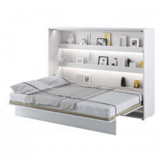 Lit escamotable BED CONCEPT 140x200 horizontal avec rangements intégrés blanc mat