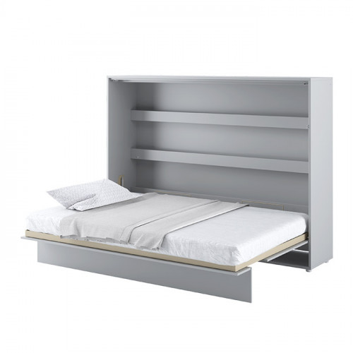 Lit escamotable BED CONCEPT 140x200 horizontal avec rangements intégrés gris mat