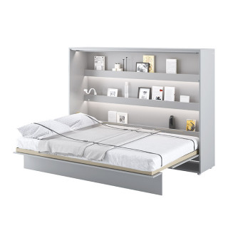 Lit escamotable BED CONCEPT 140x200 horizontal avec rangements intégrés gris mat