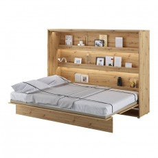 Lit escamotable BED CONCEPT 140x200 horizontal avec rangements intégrés chêne artisan mat