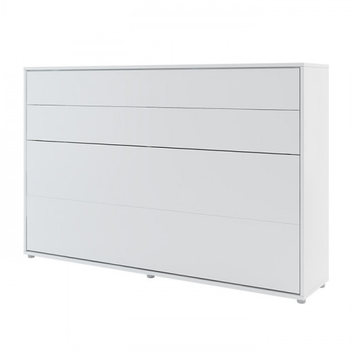 Lit escamotable BED CONCEPT 120x200 horizontal avec rangements intégrés blanc mat
