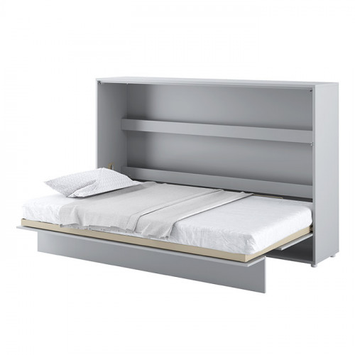 Lit escamotable BED CONCEPT 120x200 horizontal avec rangements intégrés gris mat