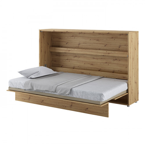Lit escamotable BED CONCEPT 120x200 horizontal avec rangements intégrés chêne artisan mat