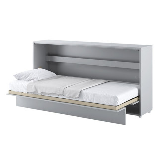 Lit escamotable BED CONCEPT 90x200 horizontal avec rangements intégrés gris mat