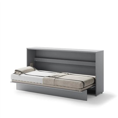 Lit escamotable BED CONCEPT 90x200 horizontal avec rangements intégrés gris