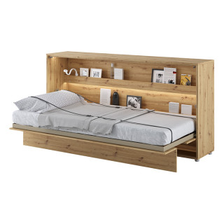 Lit escamotable BED CONCEPT 90x200 horizontal avec rangements intégrés chêne artisan mat