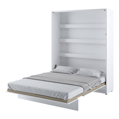 Lit escamotable BED CONCEPT 160x200 vertical avec rangements intégrés blanc