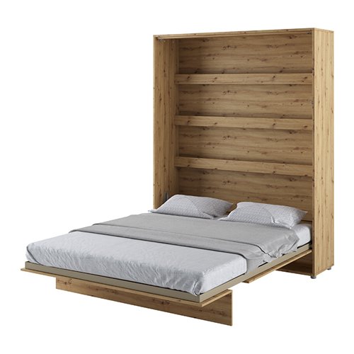 Lit escamotable BED CONCEPT 160x200 vertical avec rangements intégrés chêne artisan