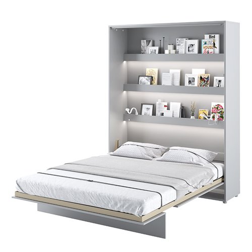 Lit escamotable BED CONCEPT 160x200 vertical avec rangements intégrés gris