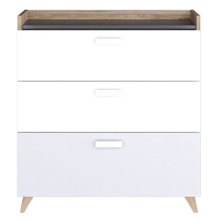 Commode trois tiroirs blanche et grise collection MOOD