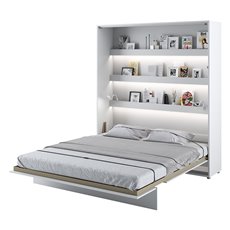 Lit escamotable BED CONCEPT 180x200 vertical avec rangements intégrés blanc