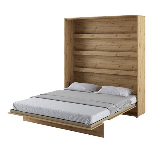 Lit escamotable BED CONCEPT 180x200 vertical avec rangements intégrés chêne artisan