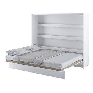 Lit escamotable BED CONCEPT 160x200 horizontal avec rangements intégrés blanc