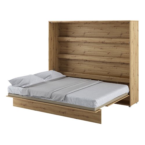 Lit escamotable BED CONCEPT 160x200 horizontal avec rangements intégrés chêne artisan