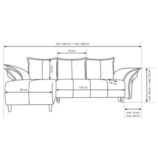 Dimensions canapé d'angle NAPOLI
