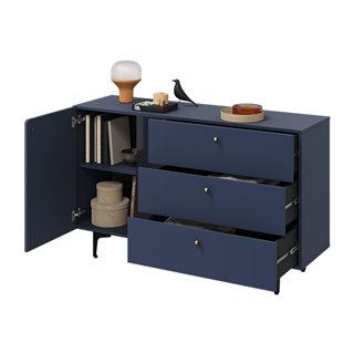 Commode SALVIA-04 salon ou chambre avec 3 tiroirs couleur sauge bleue