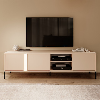 Meuble TV 203 cm LATTE avec LED couleur beige clair