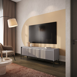 meuble tv de couleur grise avec 4 portes