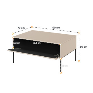table basse beige avec un tiroir